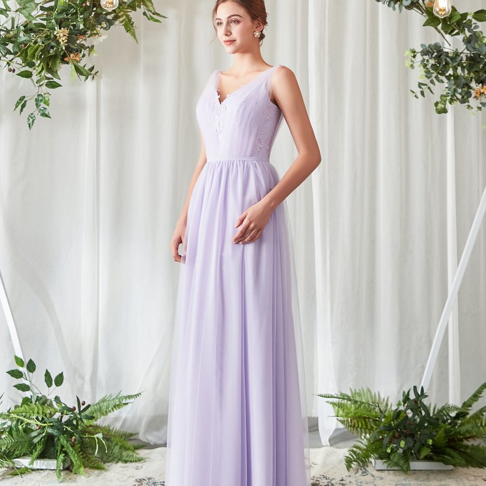 A-line V Neck Bridesmaid Dress – Adela Designs
