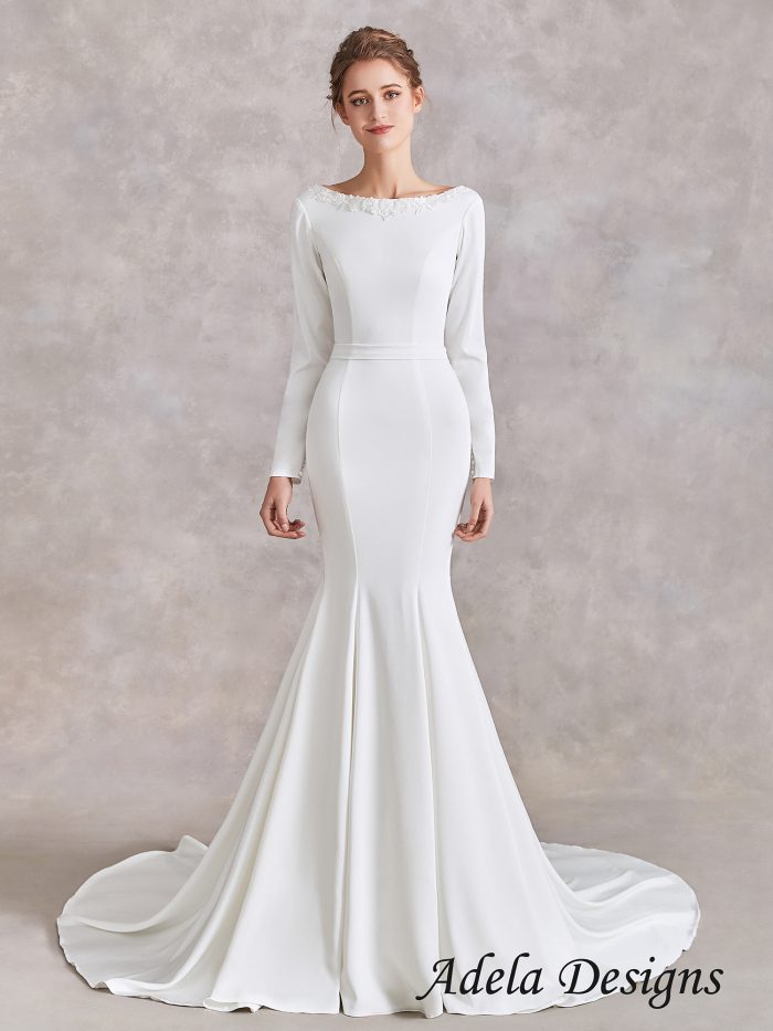 Long Sleeves Mermaid Bridal Gown – Adela Designs