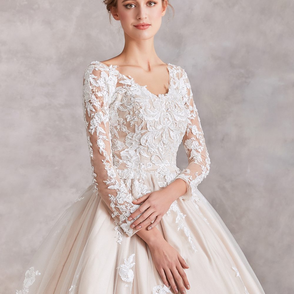 Champagne Ball Gown Wedding Dress – Adela Designs