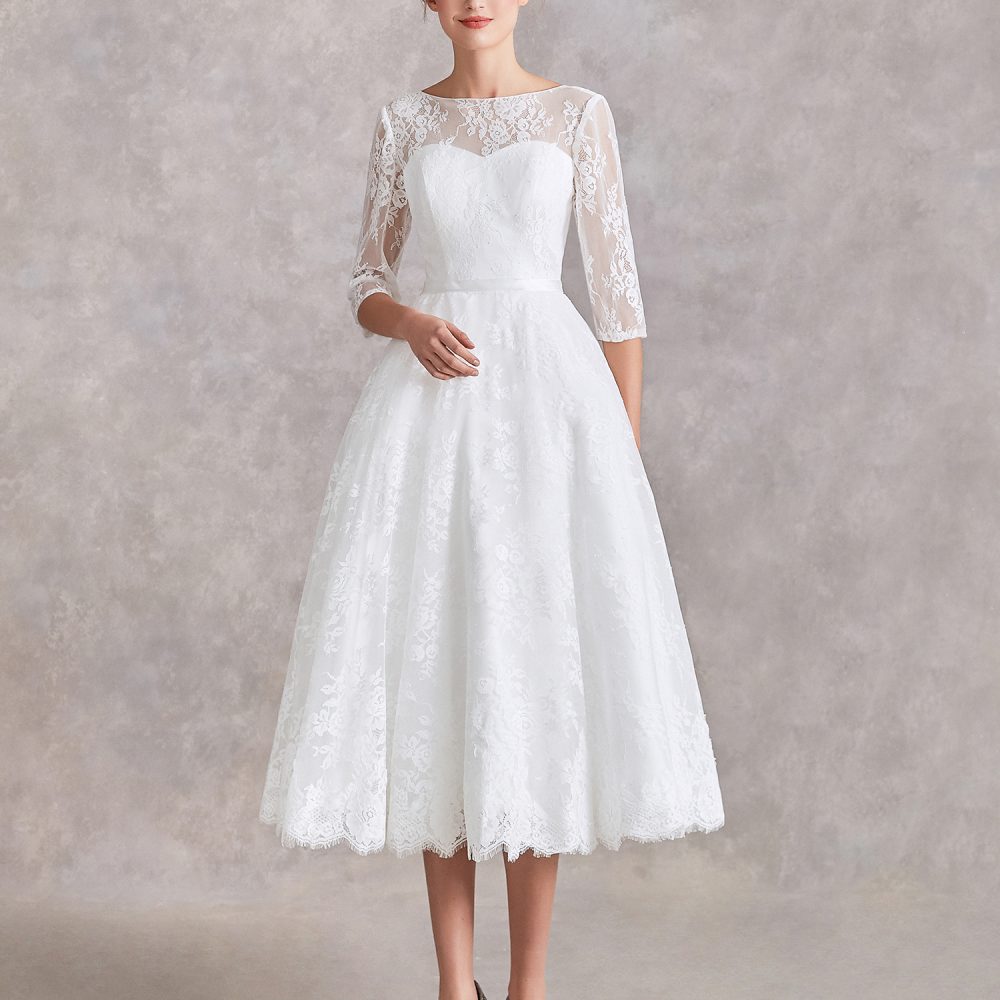 Tea Length Short Wedding Dress – Adela Designs