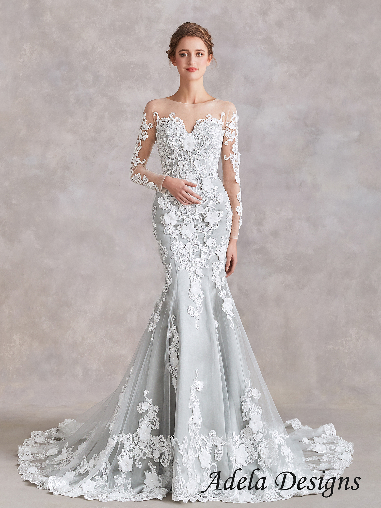 Elegant Grey Wedding Attires| Silver Bridal Gowns - June Bridals