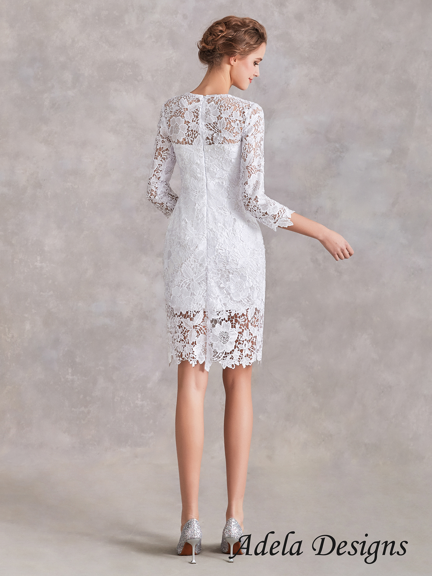 Lace Short Wedding Dress – Adela Designs