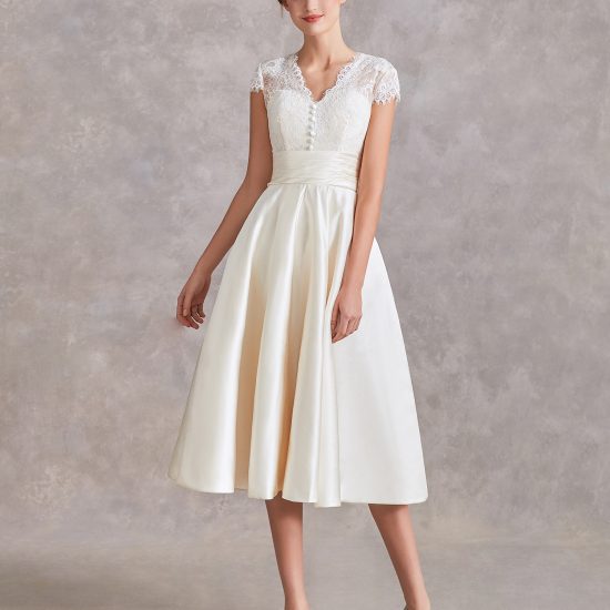 Satin Short Wedding Dress – Adela Designs